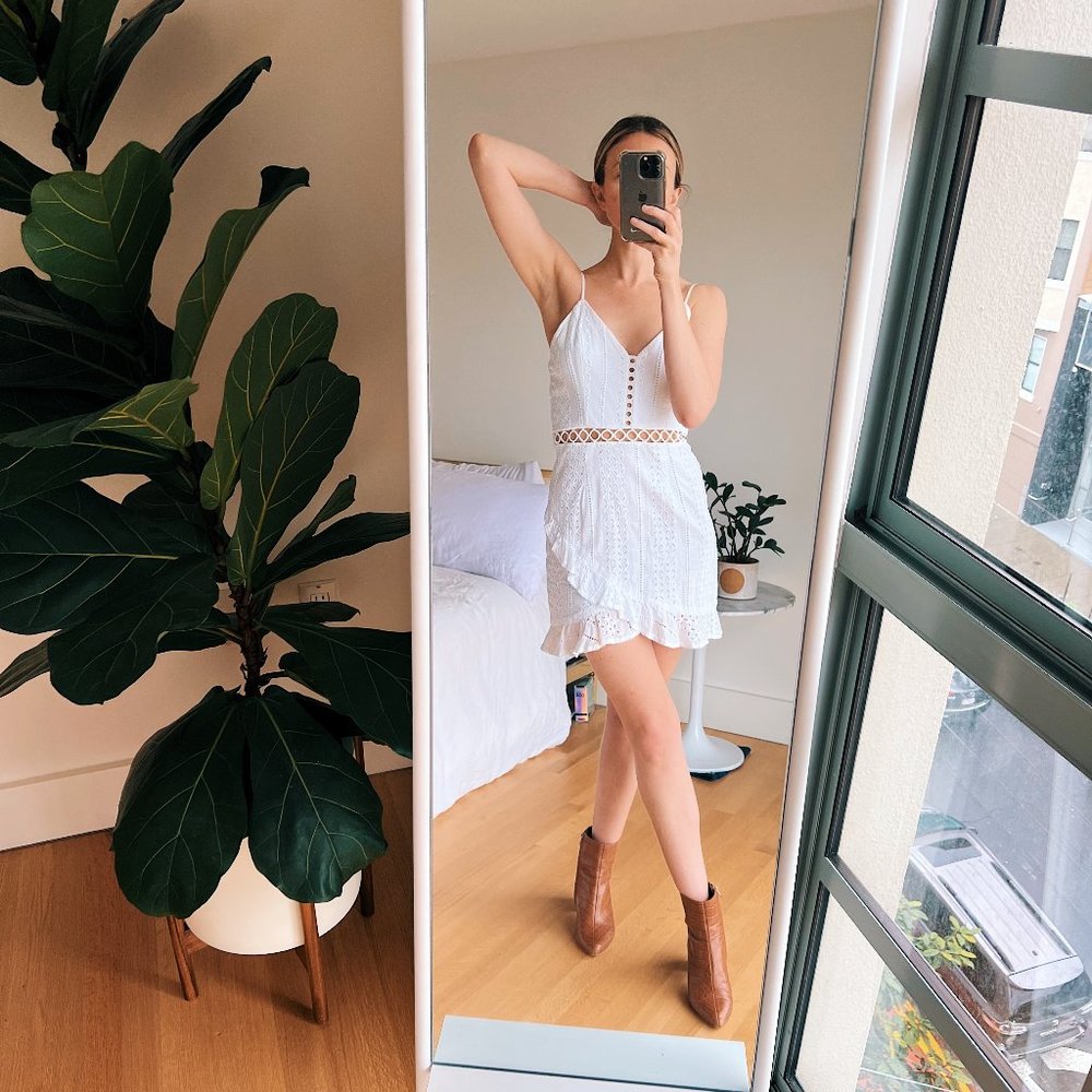 Coastal Cowgirl Eyelet White Mini Dress